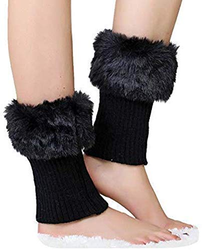 Stulpen Socken Damen Winter Gestrickte Boot Manschette Socken Legwarmers Warme Flauschig Winterwärmer Fuß Handgelenk Kunstpelz Crochet Stricken Stulpen Socken Boot Abdeckung Beinwärmer für Booties von Qchomee