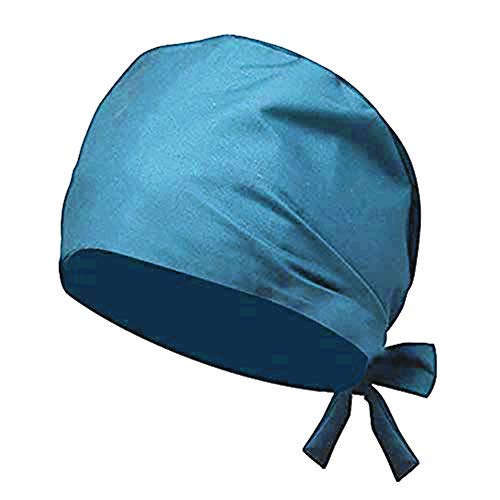 Verstellbar Arbeitskappe Baumwolle Staubkappe Unisex Scrub Cap Damen Herren Kopfhaube Einheitsgröße Bandana Cap Anti-Staub Chefkoch Elastische Kochmütze für Langes/kurzes Haar Pflege Kosmetikerin von Qchomee