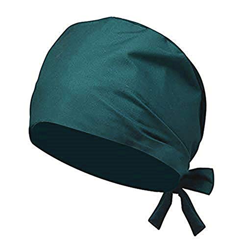 Verstellbar Arbeitskappe Baumwolle Staubkappe Unisex Scrub Cap Damen Herren Kopfhaube Einheitsgröße Bandana Cap Anti-Staub Chefkoch Elastische Kochmütze für Langes/kurzes Haar Pflege Kosmetikerin von Qchomee