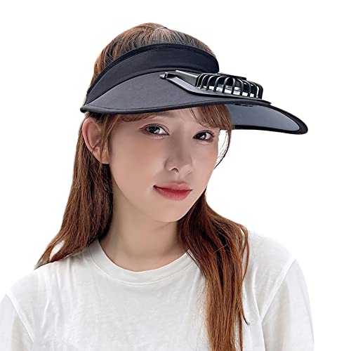 Visor Cap mit USB Ventilator Sonnenhut Damen Herren Sunvisor Sonnenschutz Strandvisor mit 3-stufiger Wind Einstellbar Fan Sonnenblende Schirmmütze Einstellbar Sommerhut USB Lüfter für Outdoor Reisen von Qchomee