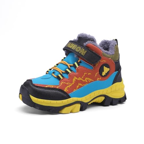 Qciplr Kinder Outdoor Winterschuhe Warm Gefüttert Winterstiefel, Wanderschuhe Jungen Mädchen Trekkingschuhe Schneestiefel Bergschuhe Kinder Kinderschuhe Atmungsaktiv Freizeitschuhe Orange 36EU von Qciplr