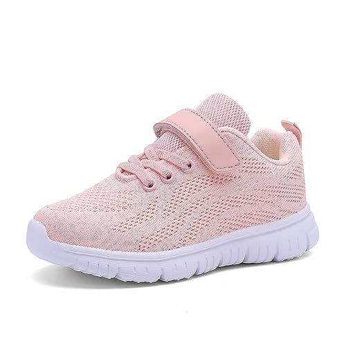 Qciplr Turnschuhe Jungen Mädchen Sportschuhe Laufschuhe Mesh Atmungsaktiv Hallenschuhe Tennisschuhe Leicht Outdoor Fitness Sneaker Rosa 29EU von Qciplr