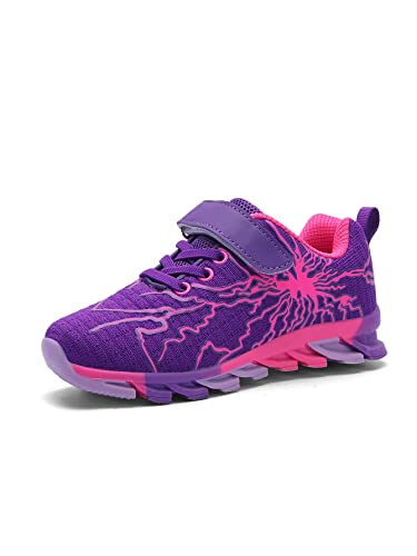 Qciplr Turnschuhe Jungen Mädchen Sportschuhe Laufschuhe Mesh Atmungsaktiv Hallenschuhe Tennisschuhe Leicht Outdoor Fitness Sneaker Violett 28EU von Qciplr