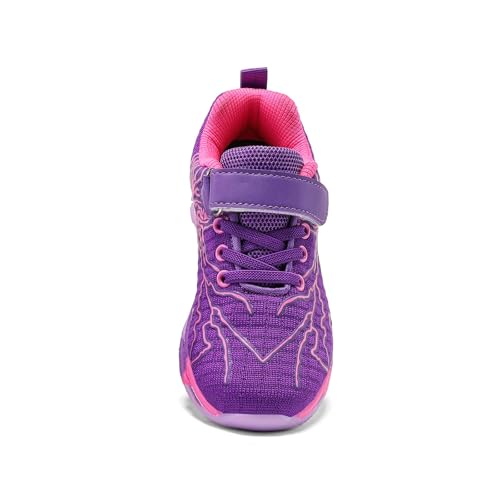 Qciplr Turnschuhe Jungen Mädchen Sportschuhe Laufschuhe Mesh Atmungsaktiv Hallenschuhe Tennisschuhe Leicht Outdoor Fitness Sneaker Violett 28EU von Qciplr