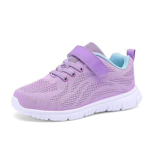 Qciplr Turnschuhe Jungen Mädchen Sportschuhe Laufschuhe Mesh Atmungsaktiv Hallenschuhe Tennisschuhe Leicht Outdoor Fitness Sneaker Violett 29EU von Qciplr