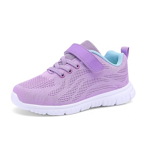 Qciplr Turnschuhe Jungen Mädchen Sportschuhe Laufschuhe Mesh Atmungsaktiv Hallenschuhe Tennisschuhe Leicht Outdoor Fitness Sneaker Violett 36EU von Qciplr