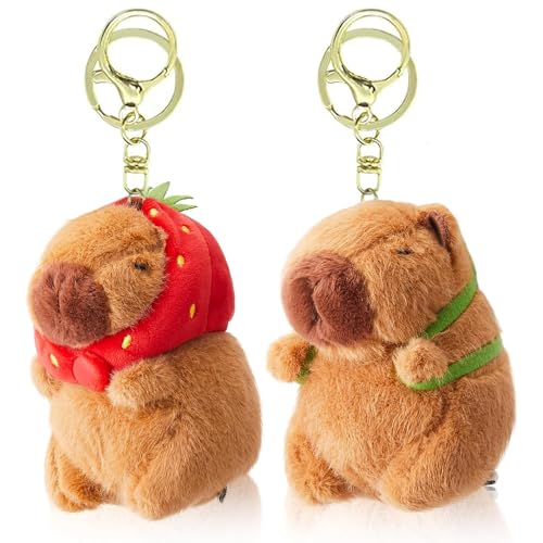 QckZee 2er Set Capybara Kuscheltier Schlüsselanhänger – niedliche Capibara Plüsch Anhänger – Schlüsselanhänger Kuscheltier & Capybara Anhänger für Taschen und Rucksäcke QckZee 2er Set Capybara Kuscheltier Schlüsselanhänger – niedliche Capibara Plüsch Anhänger – Schlüsselanhänger Kuscheltier & Capybara Anhänger für Taschen und Rucksäcke von QckZee