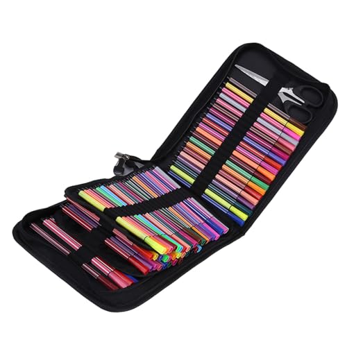 Art Pencil Case Organizer mit individuellem Halter für einfachen Zugriff auf Stifte - Federmäppchen mit großer Kapazität für Studenten und Kunsthobbies, #-02, 120 katlanır torba (siyah), 120 von Qcwwy