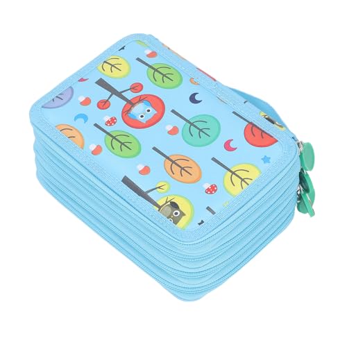 Bunte Bleistift, Große Kapazität Design, Individuelle Handtaschen, Tragbare und Multifunktions, Exzellente Handwerkskunst, Leder Purza, Geeignet für Cartoon Cartoon Cartoon, quiet shade-clematis blue von Qcwwy