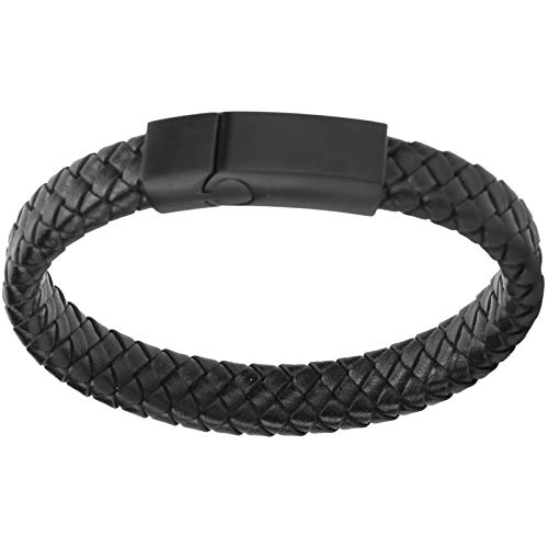 Geflochtenes Lederarmband mit Magnetverschluss, besser für Männer geeignet. Große Retro-Mode, bequeme Abnutzung. Einfach an- und auszuziehen. Geeignet für Partys und Feiern, #111, PU, Edelstahl, Kein von Qcwwy