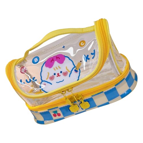 Qcwwy Bleistiftbeutel Im Schulbedarf-Stil aus Transparentem PVC mit Glättendem Reißverschluss für Schüler, Schulbüro, Geeignet für Bleistift, Radiergummi, Lineal, Klebeband und (Süßer Qcwwy Bleistiftbeutel Im Schulbedarf-Stil aus Transparentem PVC mit Glättendem Reißverschluss für Schüler, Schulbüro, Geeignet für Bleistift, Radiergummi, Lineal, Klebeband und (Süßer von Qcwwy