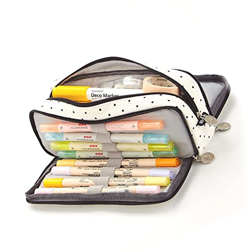 Qcwwy Federmäppchen aus Segeltuch mit Großem Fassungsvermögen, Schreibwarentasche mit Mehreren Fächern und Doppelter Öffnung für die Schule, Teenager-Stifttasche (Sterne Regentropfen) von Qcwwy