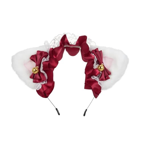 Qcwwy Flauschige Katzenohren Stirnband Entzückende Haarverzierung für Mädchen und Frauen, Plüschbandhaarband für Cosplay und Partys, Schwarz Rosa weiß Blau, eine Größe Passt zu Allem (Weiß & Pink & von Qcwwy