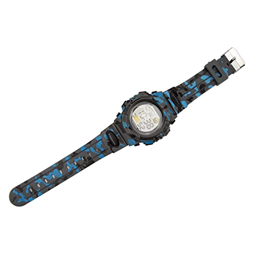 Qcwwy Herren-Chronographenuhr, Outdoor-Sport, Wasserdicht, PU-Armband, Alarm, Digital, Multifunktionale Chronographenuhr (Blau) von Qcwwy