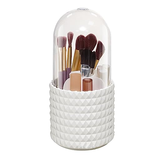 Qcwwy Make -up -Bürstenhalter, 360 Grad Rotierende Basis -Make -up -Bürsten Organizer 5 Schlitz Make -up Pinsel Tasse Große Kapazität für Kosmetik Lippenstifte Badezimmer Desktop (Karierter Typ) von Qcwwy