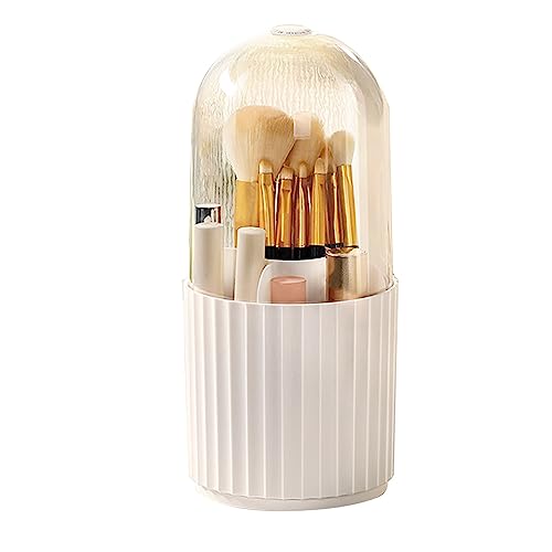 Qcwwy Make -up -Bürstenhalter, 360 Grad Rotierende Basis -Make -up -Bürsten Organizer 5 Schlitz Make -up Pinsel Tasse Große Kapazität für Kosmetik Lippenstifte Badezimmer Desktop (Vertikaler von Qcwwy