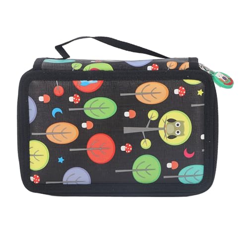 Qcwwy Multifunktionaler Buntstifthalter mit Reißverschluss für, Cartoon-PU-Leder (4 Schichten 72 Löcher) von Qcwwy