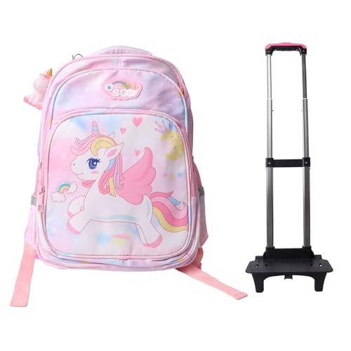 Rollrucksack für Mädchen, Multifunktional, 2 Räder, Trolley, Büchertasche, Arbeitssparende Räder, Rucksäcke, Reflektierender Trolley, Schultaschen, Teenager-Reisetasche, von Qcwwy