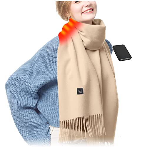 Qdreclod Beheizter Schals mit 4000 mAh Batterie für Damen Herren Schal Beheizte USB Wiederaufladbar Scarf Schal Warm Herbst und Winter Schal mit 3 Stufen Einstellbarer Temperatur Wrap Schal von Qdreclod