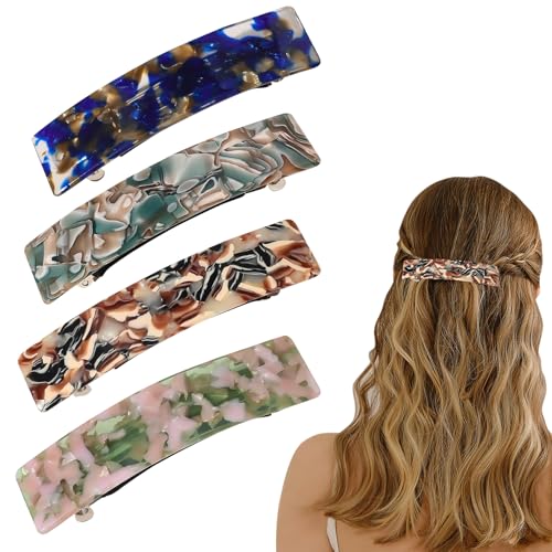 Haarspangen für dickes Haar, französisches Design, automatische Retro-Haarspange, Schildpatt-Haarspangen, französische Haarspange, Haarschmuck für Damen, 4 Stück von Qehyuelefu