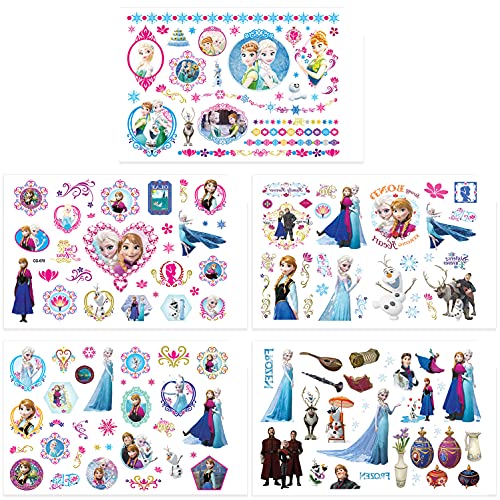 Qemsele Temporäre Tattoo Set Kinder, 10 Sheet 200+ Pcs Tattoos Aufkleber Sticker Wasserdicht Klebe-Tattoos Frozen Für Geschenktüten Kindergeburtstag Mitgebsel Mädchen Jungen Jugendliche von Qemsele