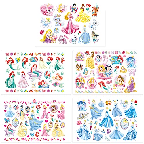 Qemsele Temporäre Tattoo Set Kinder, 10 Sheet 200+ Pcs Tattoos Aufkleber Sticker Wasserdicht Klebe-Tattoos Prinzessin Für Geschenktüten Kindergeburtstag Mitgebsel Mädchen Jungen Jugendliche von Qemsele