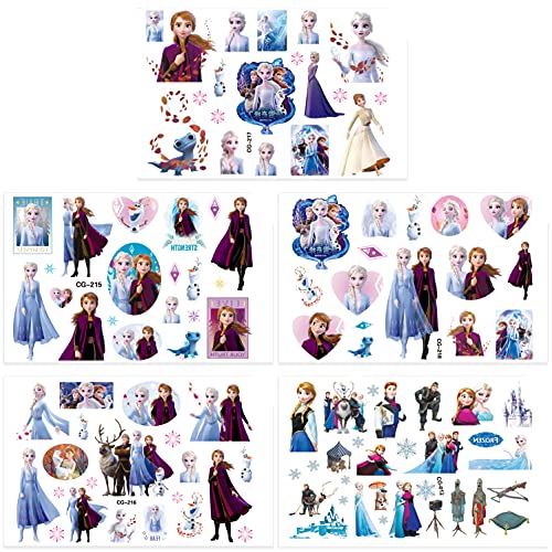 Qemsele Temporäre Tattoo Set Kinder, 200+ Pcs 10 Sheet Tattoos Aufkleber Sticker Wasserdicht Klebe-Tattoos Frozen Superheld Für Geschenktüten Kindergeburtstag Mitgebsel Mädchen Jungen (Frozen) von Qemsele