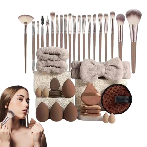 Qfdiwr 40-teiliges Make-up-Pinsel-Set - Nylon, Polyester - für Grundierung, Concealer, Lidschatten, Rouge uvm. - Mehrfarbig - Make-up-Pinsel-Set von Qfdiwr