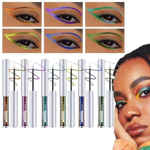 Qfdiwr Liquid Eye Liner, Eye Liner Flüssigkeit | Langlebiger Flüssigkeitsaugenausgang | Farbveränderte Kosmetik für Partytanz, Set von 6 lang anhaltenden Make-up-Tools von Qfdiwr