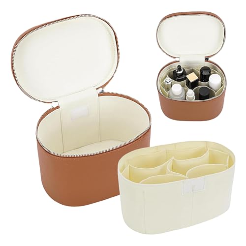 Qfdiwr Makeup-Tasche - Damen Makeup Tasche | Wasserabweisender Reißverschluss Organizer PU-Leder Kosmetiktasche Damen Schmuck Aufbewahrung Bad Badezimmer von Qfdiwr