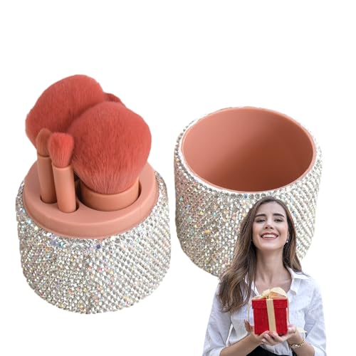 Qfdiwr Reise Makeup Pinsel - Make-Up Pinsel Set Für Damen - Tragbarer Kompakter Blender Highlighter Mit Strass-Etui Für Blush Bronzer Puder von Qfdiwr