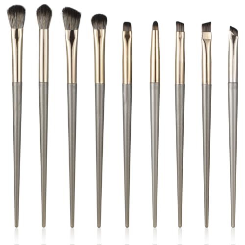 10-teiliges professionelles Augenbrauen-Eyeliner-Make-up-Pinsel-Set, goldfarben, kleiner Lidschatten-Pinsel, flauschiger Lidschatten-Pinsel, abgewinkelte Augenbrauenpinsel für Lidschatten, Mischen von QfwdfcTrenz