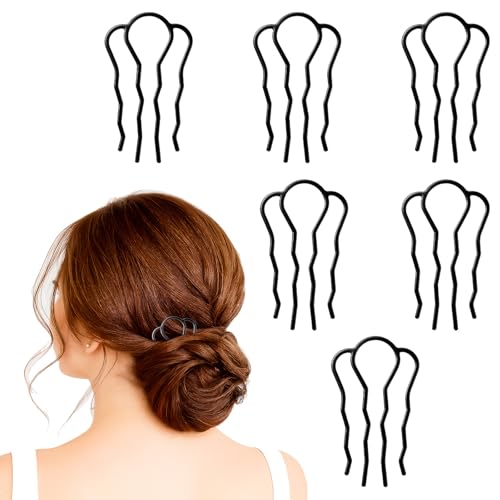 6-teiliges Metall-Haargabel-Set für französische Twist-Frisuren, Haarkämme für Hochsteckfrisuren U-förmige Haargabel-Clips Haarstyling-Werkzeug Vintage Frisuren Accessoires füre Damen von QfwdfcTrenz