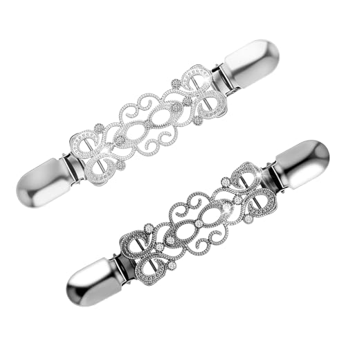 Pullover Clips 2 Stück Cardigan Clip Vintage Schal Schnalle Cinch Clip Ausgewählt Clips für Kleidung Tragbar Waist Kleider Clip für Kragen Kreative Strickjacke Klipp Strass Design Kragen Buckle von QfwdfcTrenz