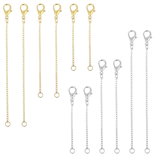 12 Stück Silber Kettenverlängerung für Damen Verlängerungskette um Ihre Colliers und Armband zu Verlängern Verlängerungskette Halskettenverlängerung für Schmuckherstellung Damen Herren(2.5 5 7.5CM) von QfwdfcTrenz
