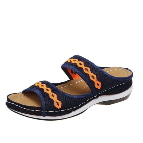 Qgtxf Damen Slide Sandalen Bogen Unterstützung Folien Slip On Orthopädische Sportsandalen Yoga Mat Dicke Kissen Sandalen(Blue,38 EU) von Qgtxf