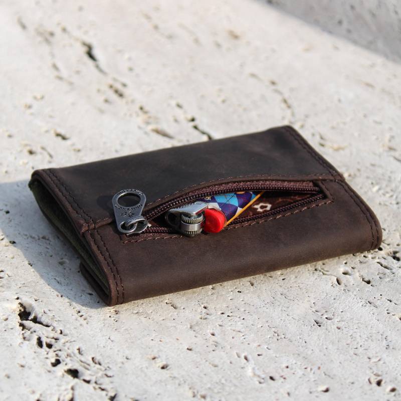 Kleine Mini Leder Tabaktasche - Rauchertasche Tabakbeutel Aus Echtleder Drehertasche von Qhiss