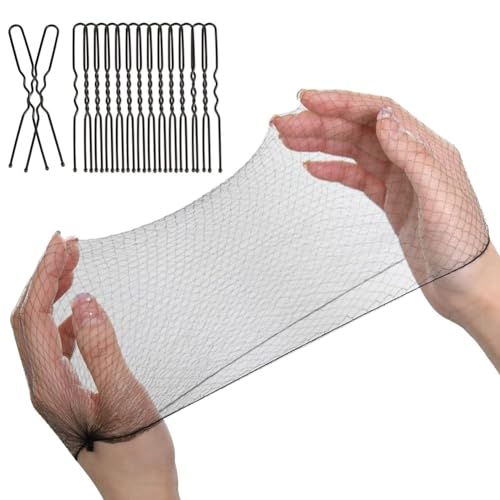 Qhpnunhq 100 Stück Haarnetze und Haarnadeln in U-Form, Haarnetz mit elastischer Kante, 61 cm, für Lebensmittelservice für Frauen, Ballettschleifen Qhpnunhq 100 Stück Haarnetze und Haarnadeln in U-Form, Haarnetz mit elastischer Kante, 61 cm, für Lebensmittelservice für Frauen, Ballettschleifen von Qhpnunhq