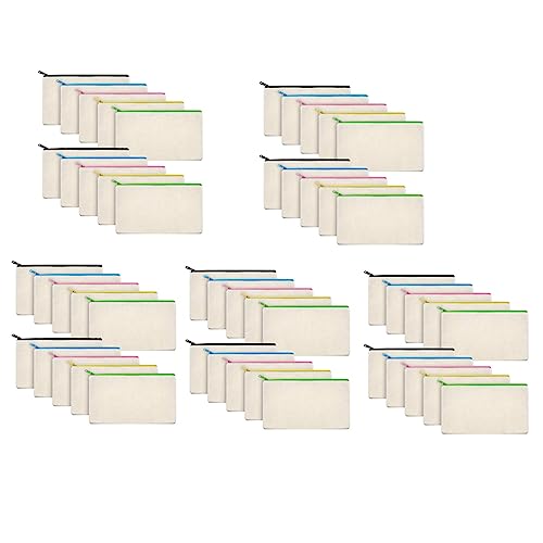 Qhpnunhq 50 Stück Serie Make-up Leinwand Reißverschluss Tasche für Stifte DIY Handwerk für Reise DIY Handwerk Schule bunt Reißverschluss, beige von Qhpnunhq