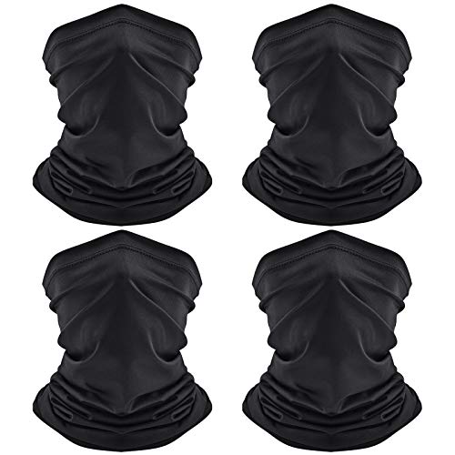 Qhui Multifunktionstuch Schlauchschal, 4 Stück Bandana Halstuch Herren Damen, Elastiche Sonnenschutz Loop Schal Schnelltrocknend Atmungsaktiv für Motorrad Wandern Radfahren Laufen von Qhui