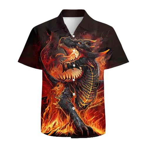 Herren-Hawaii-Hemd, 3D-Grafik, Knopfleiste, kurzärmelig, tropisch, Urlaub, Strand, Aloha-Hemd, drache, Mittel Herren-Hawaii-Hemd, 3D-Grafik, Knopfleiste, kurzärmelig, tropisch, Urlaub, Strand, Aloha-Hemd, drache, Mittel von QiErDesign