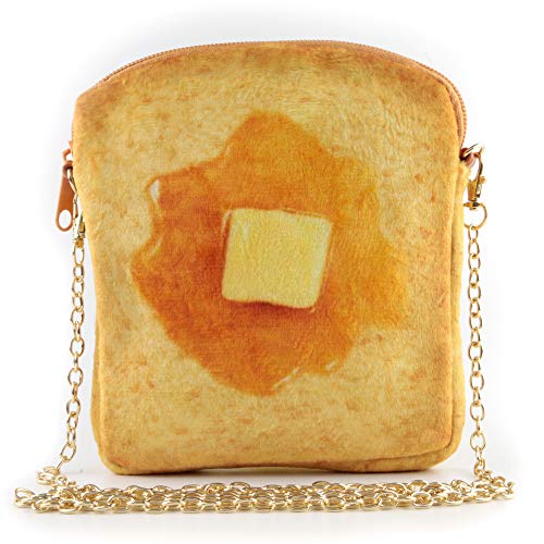 QiMing Butter Toast Umhängetasche,Niedliche Plüsch Lebensmittel Crossbody Handtasche für Frauen von QiMing