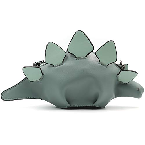 QiMing Dinosaurier-Schultertasche, PU-Stegosaurus-Umhängetasche für Mädchen und Frauen, A-Blau, Medium von QiMing