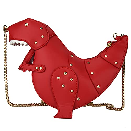 QiMing Dinosaurier Umhängetaschen, PU Niet Tyrannosaurus Rex CrossBody Tasche für Mädchen Frauen von QiMing