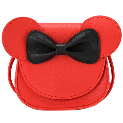 QiMing Little Mouse Ear Bow Crossbody Purse,PU-Schultertasche für Kinder Mädchen Kleinkinder von QiMing