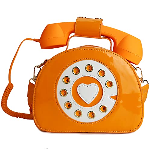 QiMing Retro Wählscheibe Telefon Crossbody Umhängetasche, Pu bewegliches Mikrofon Geldbörse für Frauen von QiMing
