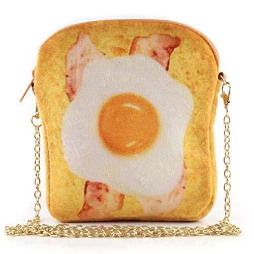 QiMing Spiegeleier Speck Grill Toast Umhängetasche, niedlich Plüsch Lebensmittel Crossbody Handtasche für Frauen von QiMing