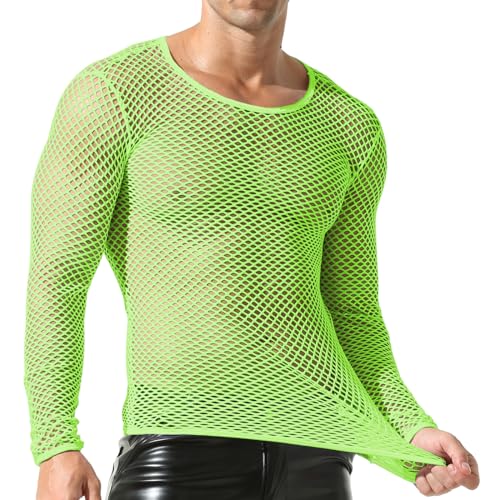 Herren Mesh Fishnet Durchsichtig Langarm T-Shirt Muskel Transparent Shirts Langarm Netz Unterhemd Herren Mesh Fishnet Durchsichtig Langarm T-Shirt Muskel Transparent Shirts Langarm Netz Unterhemd von QiaTi