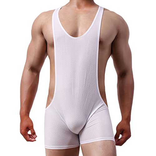 QiaTi Herren Athletic Supporters Atmungsaktive Wrestling Boxershorts One Piece Bodywear Jumpsuit Unterwäsche Singlet Basic Layer Leotard von QiaTi