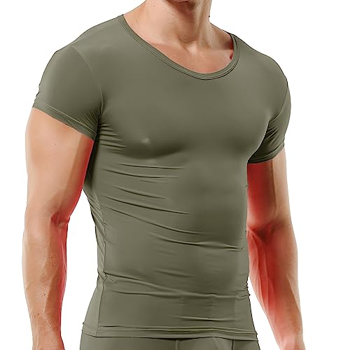 QiaTi Herren Kurzarm Unterhemd mit V-Ausschnitt Tank Top T-Shirt Muskelshirt von QiaTi